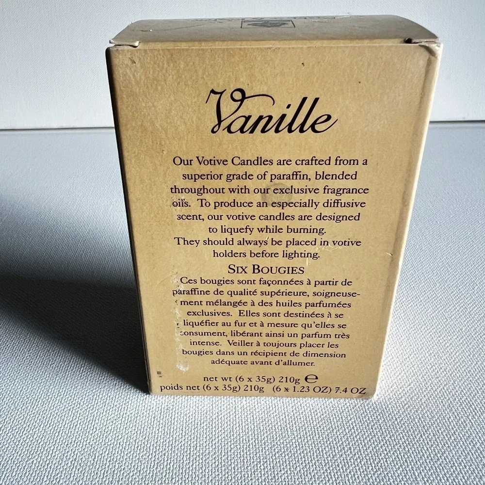 Crabtree & Evelyn Vintage 1994 Vanilla Votive Candles Set of 5 Made in USA 70357